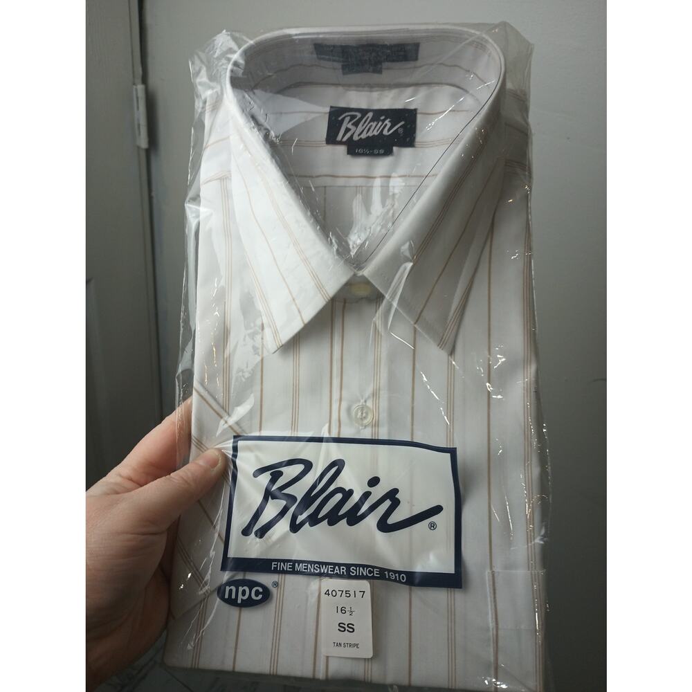 Vintage Blair Button Up Shirt NWT Men's Size 16.5 80s 90s Striped Gift